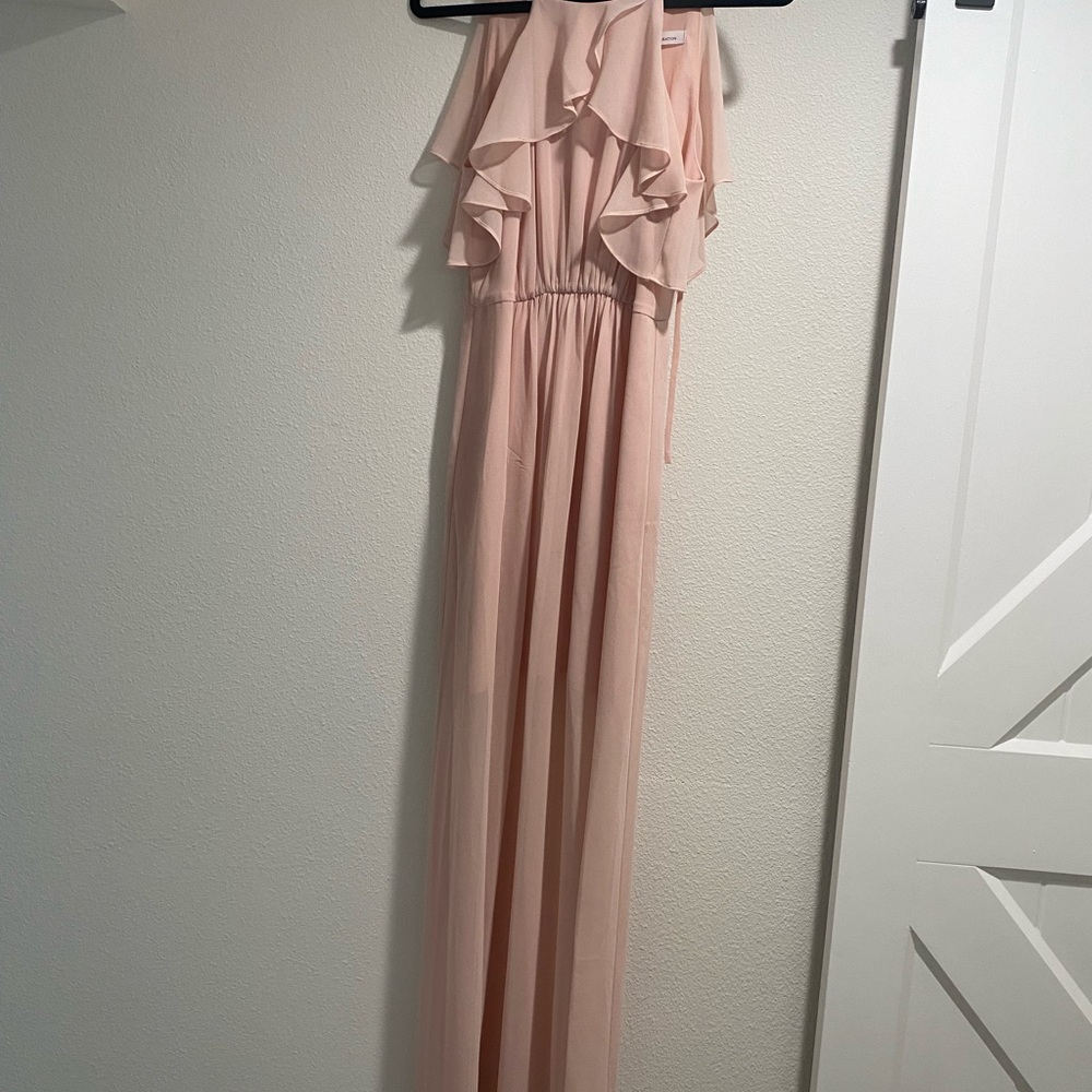 Pink maxi dress with slit. Size small. Chiffon material. Wore once